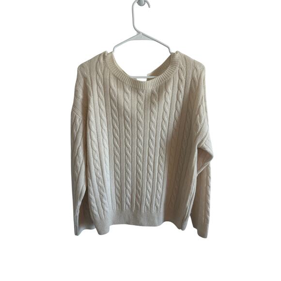 Grey Ven Women's XSmall White Halket Wool Cashmere Crew Neck Long Sleeve Sweater - Picture 3 of 11